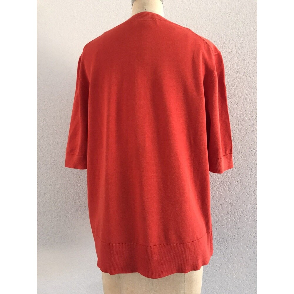COS Orange Short Sleeve Cotton Bold Minimalist Relaxed Sweater Knit Top M - Picture 4 of 8